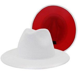 White/Red Unisex Double-Sided Color Matching Fedora Hat